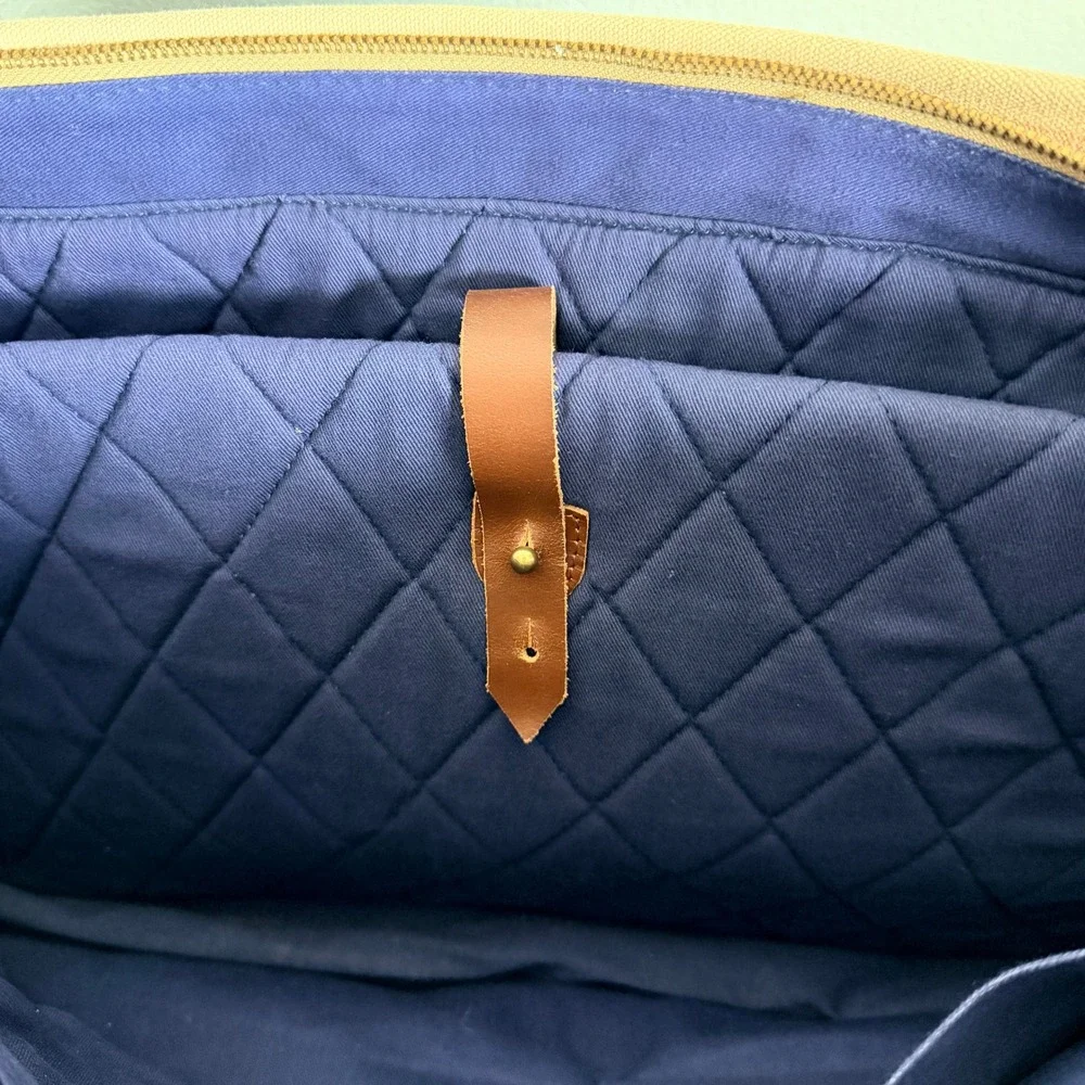 United By Blue Messenger Bag Beige Canvas Leather Laptop Briefcase